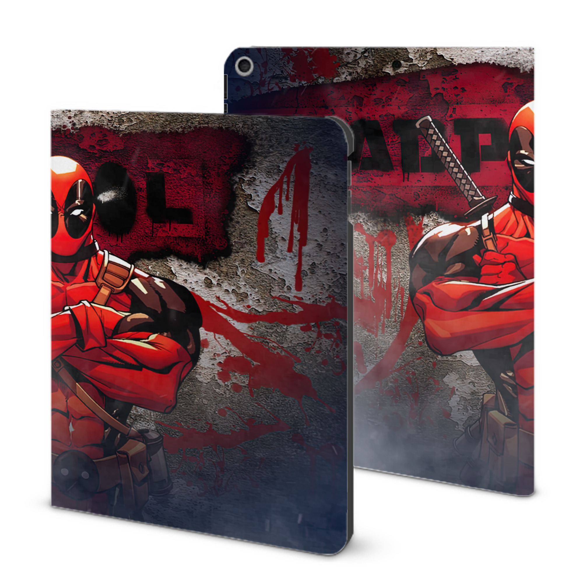 （画像用） Deadpool デッドプール IPad ケース ブック型 PUレザー TPU 耐衝撃 軽量 薄型 ペン収納なし 全面保護 IPad 各モデル対応